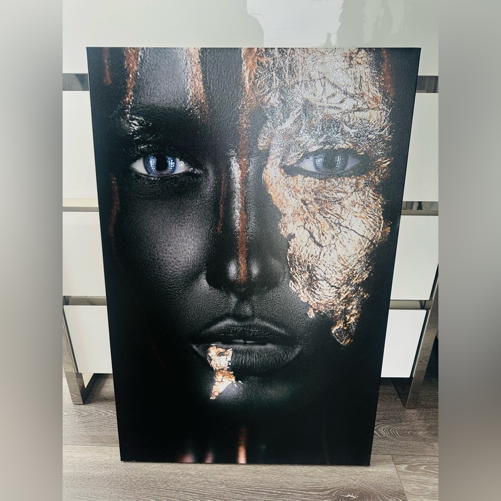 Abstract Black and Gold Face Art Canvas